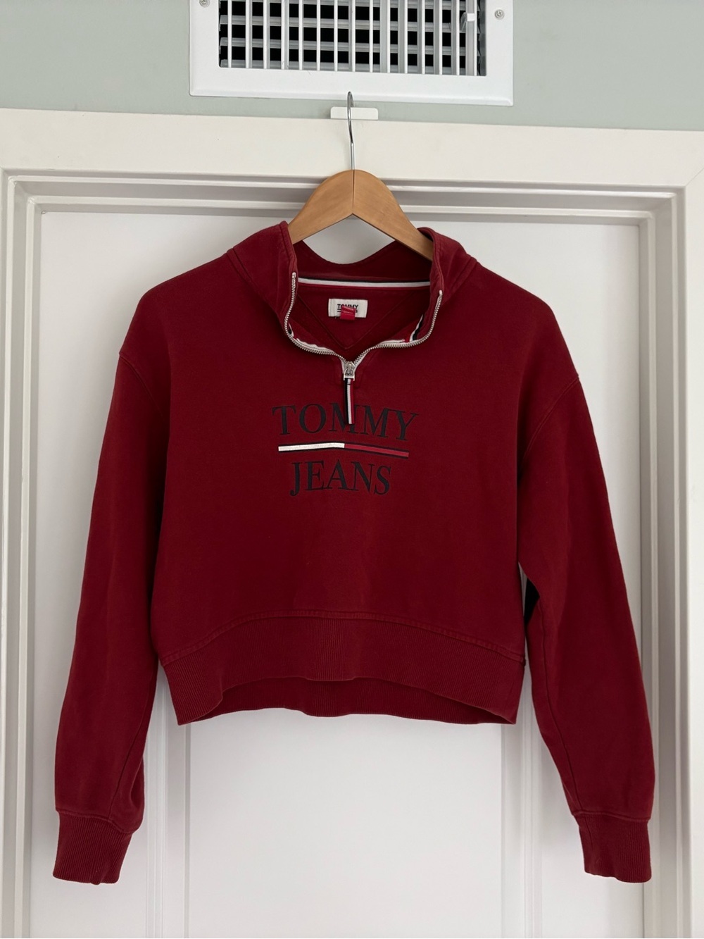 Tommy Jeans 1/4 Zip Cropped Sweater Y2K M